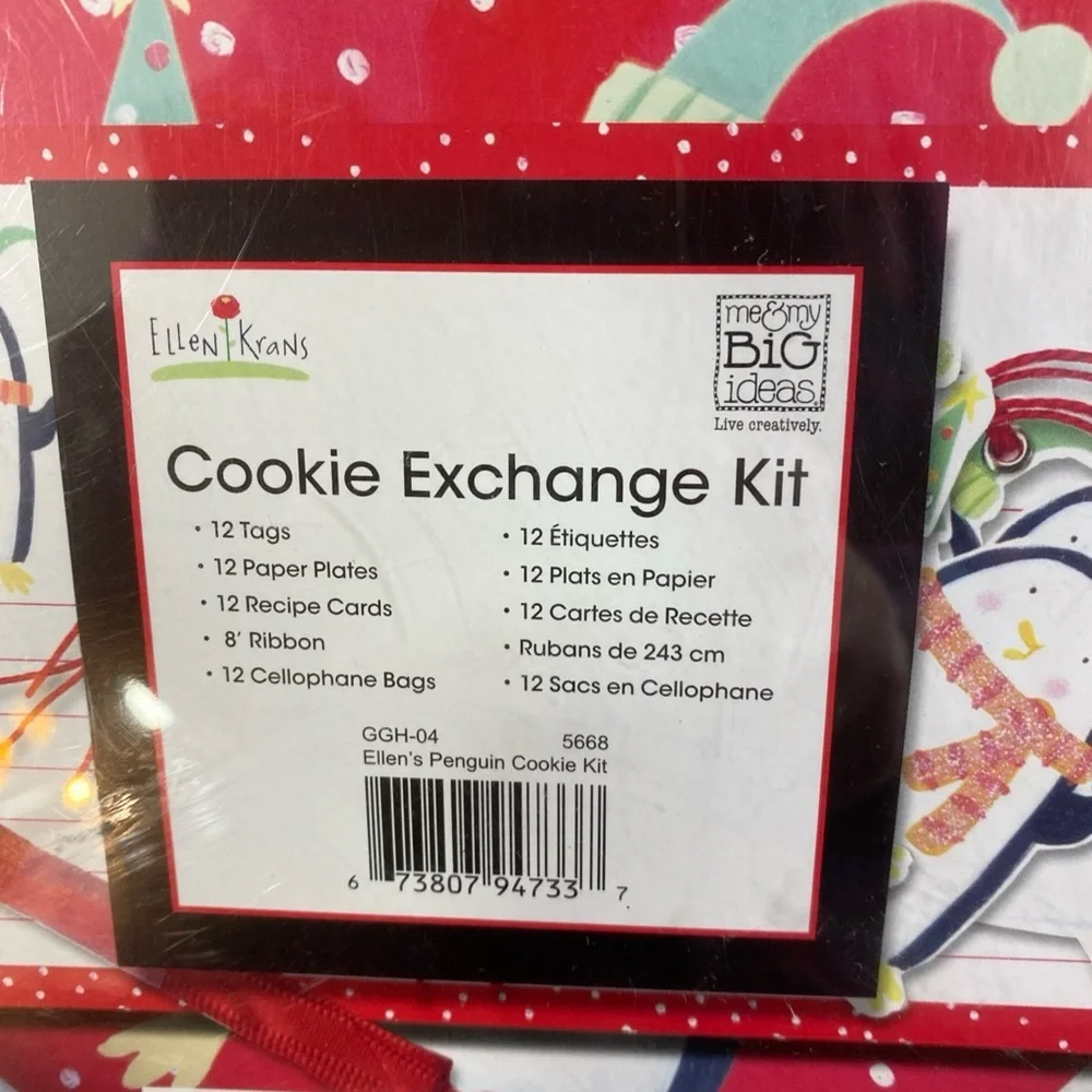 Cookie Exchange Kit Christmas Holiday Tin‎ Ellen Krans Plates Tags Ribbon Bags